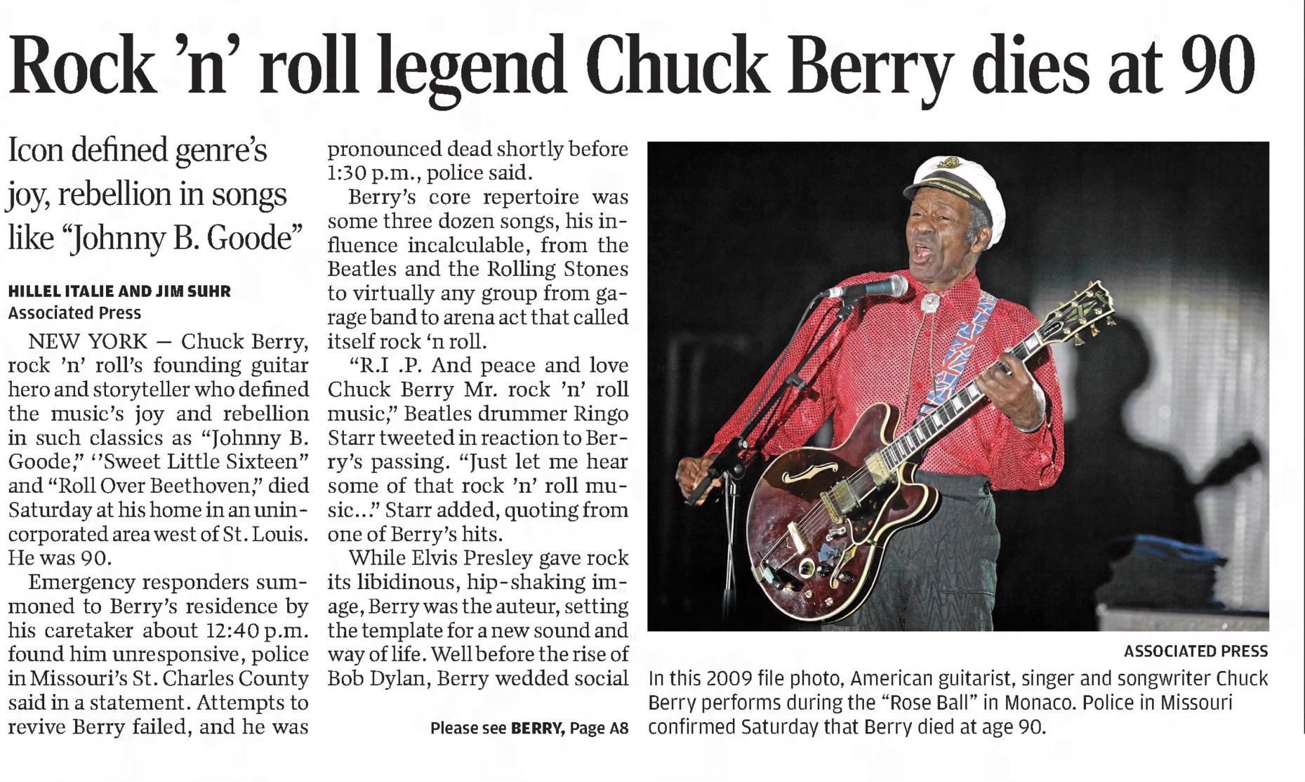 Chuck Berry AP Obit - March 19, 2017